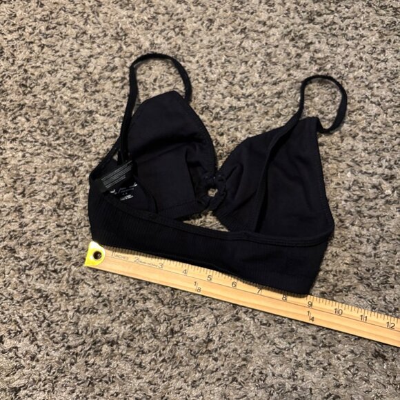 Urban Outfitters Black Ribbed Bralette With Adjustable Straps & Knot Detail - Si - Picture 4 of 5